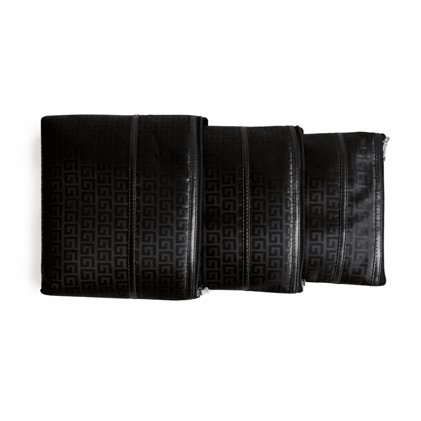 Black Premium 3-Piece Multipurpose Pouch Set | High Quality Thick Fabric Zip Pouches for Travel, Makeup & Accessories