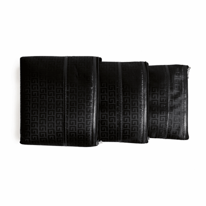 Black Premium 3-Piece Multipurpose Pouch Set | High Quality Thick Fabric Zip Pouches for Travel, Makeup & Accessories