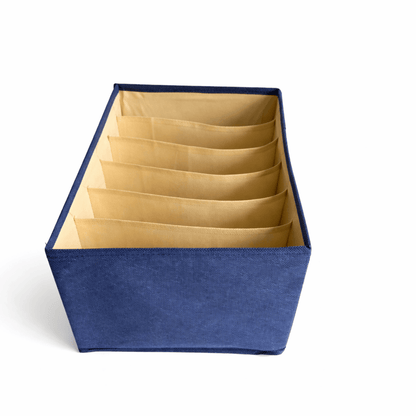 Premium 7-Layer Collapsible Wardrobe Organizer with Compartments | Blue Plain