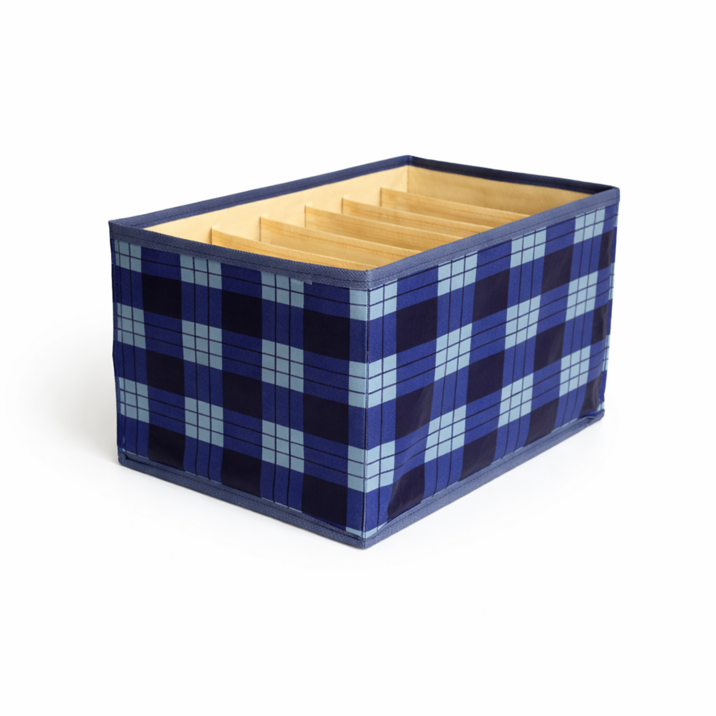 Premium 7-Layer Collapsible Wardrobe Organizer with Compartments | Blue Printed