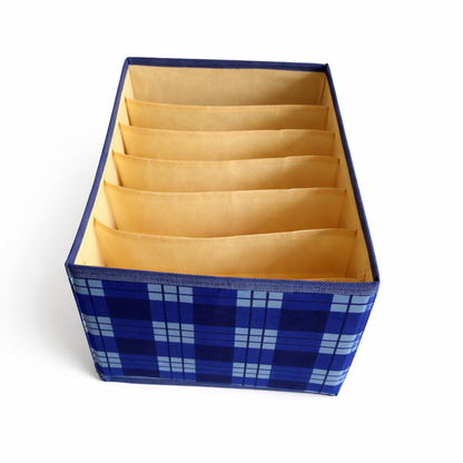 Premium 7-Layer Collapsible Wardrobe Organizer with Compartments | Blue Printed