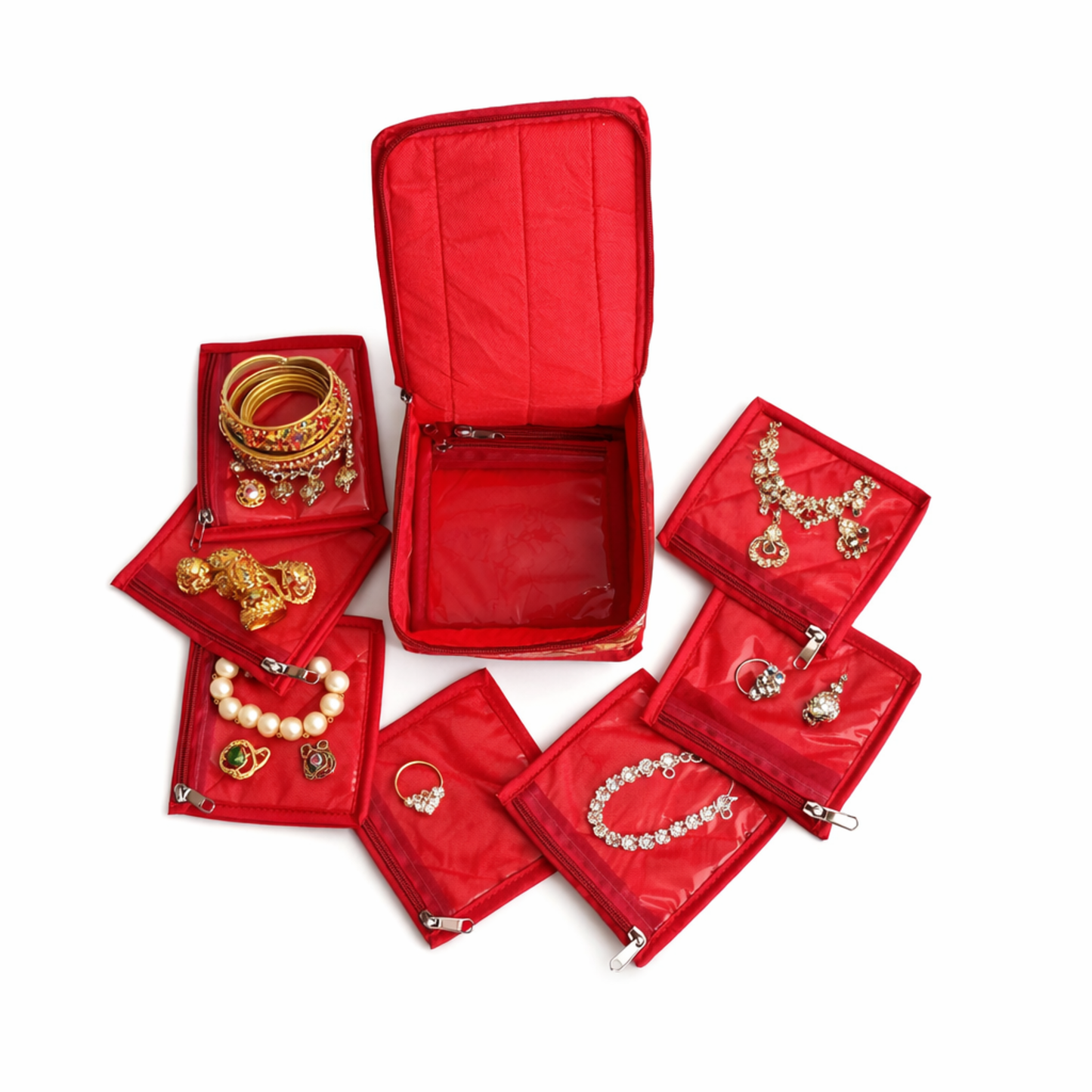 Brocade Red Mini jewellery organiser | Travel Friendly Organiser