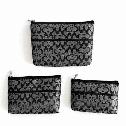 Cosmetic Pouch + 3 Pcs Set Multipurpose Pouches | Grey