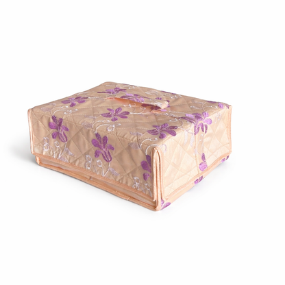 Large Jewellery Organiser with 19 Zipper Pockets | Bridal Jewellery Storage Box | Lavender Floral Print on Beige Background