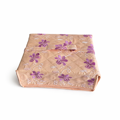 Large Jewellery Organiser with 19 Zipper Pockets | Bridal Jewellery Storage Box | Lavender Floral Print on Beige Background