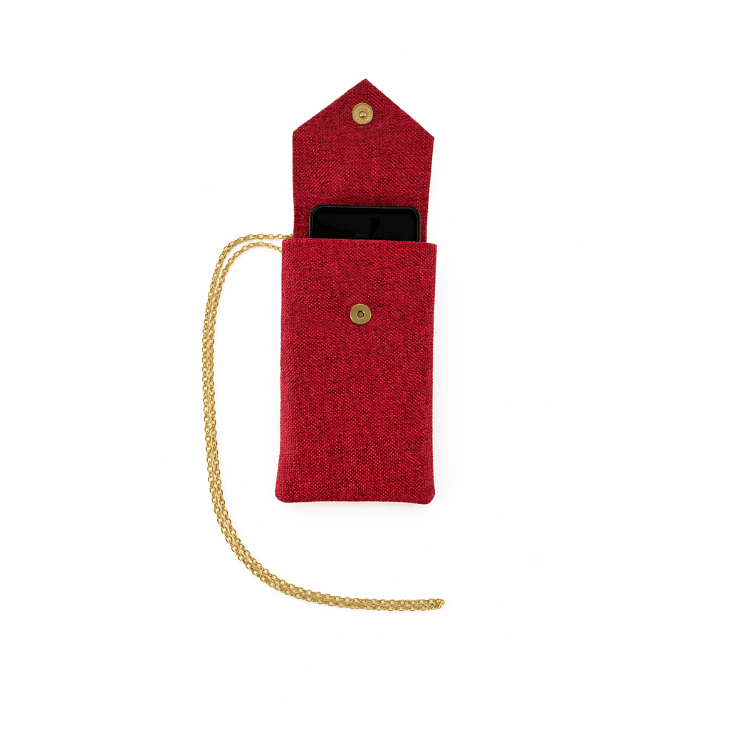 Handcrafted Jute Mobile Cover with Magnetic Button & Back Zipper