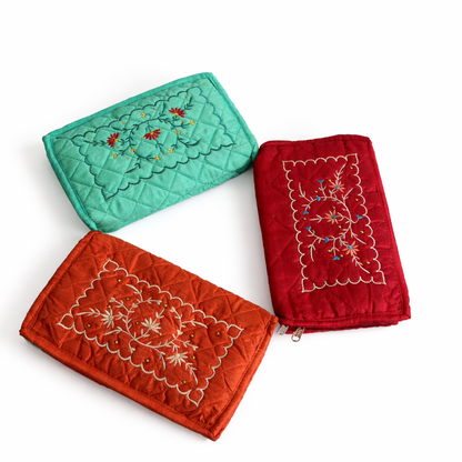 Dupion Embroidery Jewellery Kit – Orange | Compact Jewellery Organiser