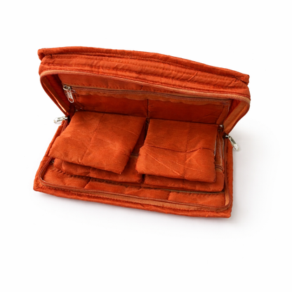 Dupion Embroidery Jewellery Kit – Orange | Compact Jewellery Organiser