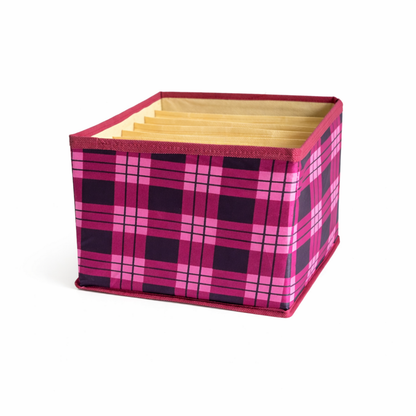 Premium 7-Layer Collapsible Wardrobe Organizer with Compartments | Pink Printed