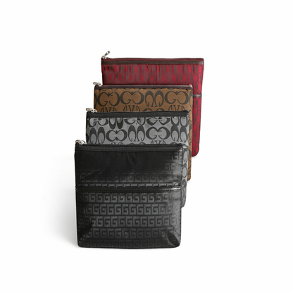 Red Premium 3-Piece Multipurpose Pouch Set | High Quality Thick Fabric Zip Pouches for Travel, Makeup & Accessories