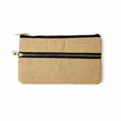 3 Pcs Multi Colour Printed Jute Pouch with Dual Zipper | Eco-Friendly Hand Pouch