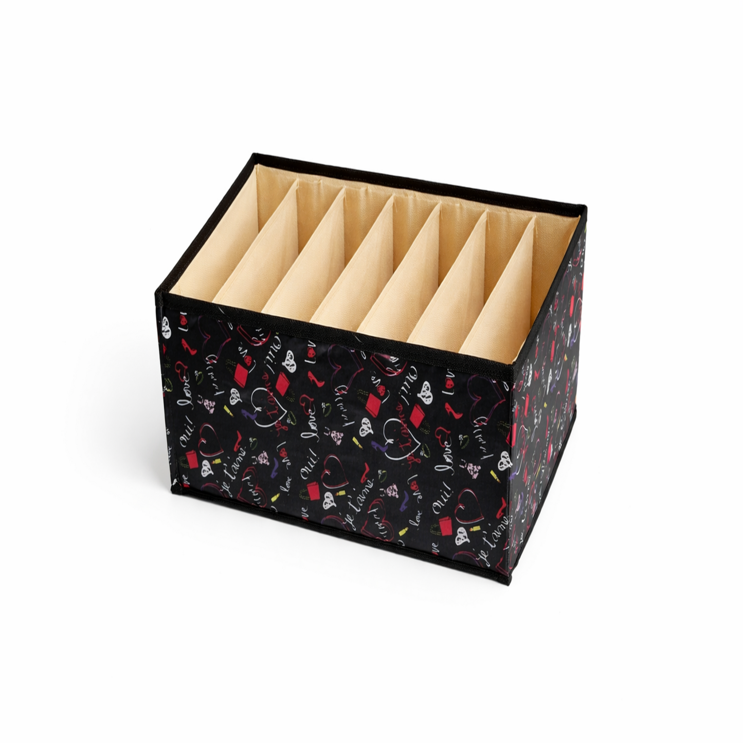 Premium 7-Layer Wardrobe Organizer with Compartments | Black Printed