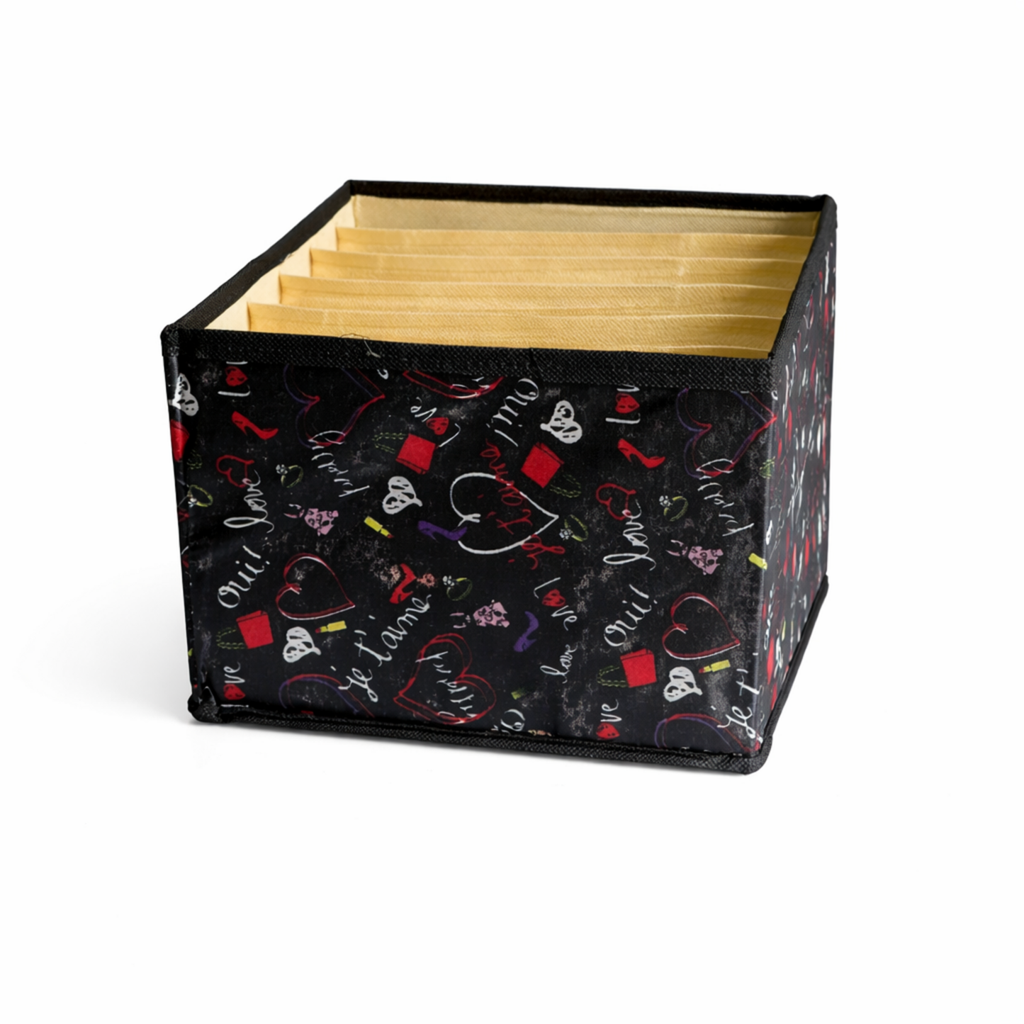 Premium 7-Layer Wardrobe Organizer with Compartments | Black Printed