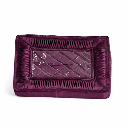 Wine Purple Jewellery Organiser – 11 Pocket Travel Kit | Quilted Design | Multipurpose Storage