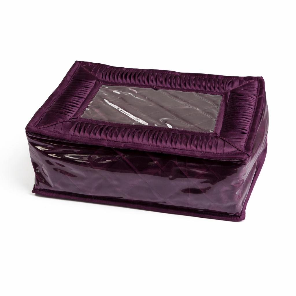 Wine Purple Jewellery Organiser – 11 Pocket Travel Kit | Quilted Design | Multipurpose Storage