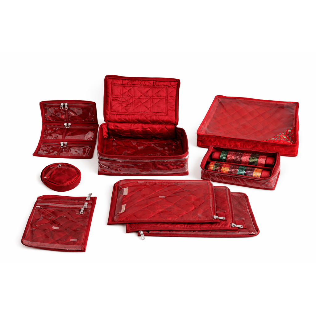 Jewellery Organiser + Bangle Organiser + Saree Cover Red