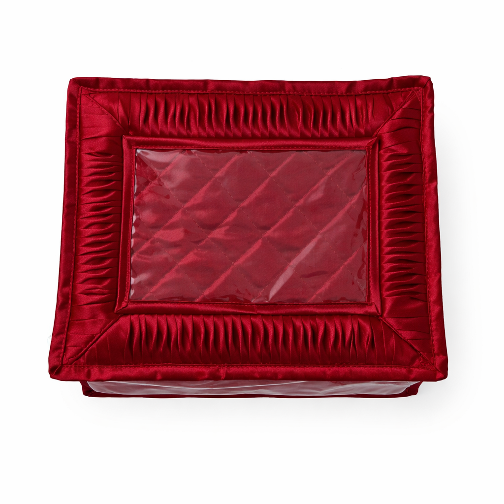 Red Satin Jewellery Organiser – 11 Detatchable Pocket Travel Kit | Multipurpose Storage