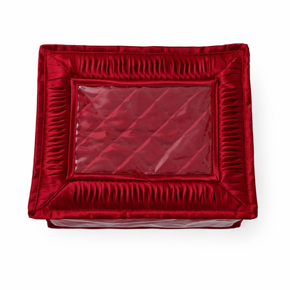 Red Satin Jewellery Organiser – 11 Detatchable Pocket Travel Kit | Multipurpose Storage