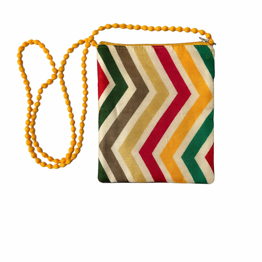 Printed Jute Sling Bag with Top & Back Zipper | Stylish & Durable Handbag
