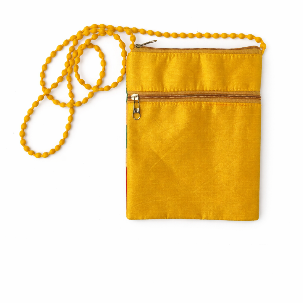 3 Pcs Printed Jute Sling Bag with Top & Back Zipper | Stylish & Durable Handbag