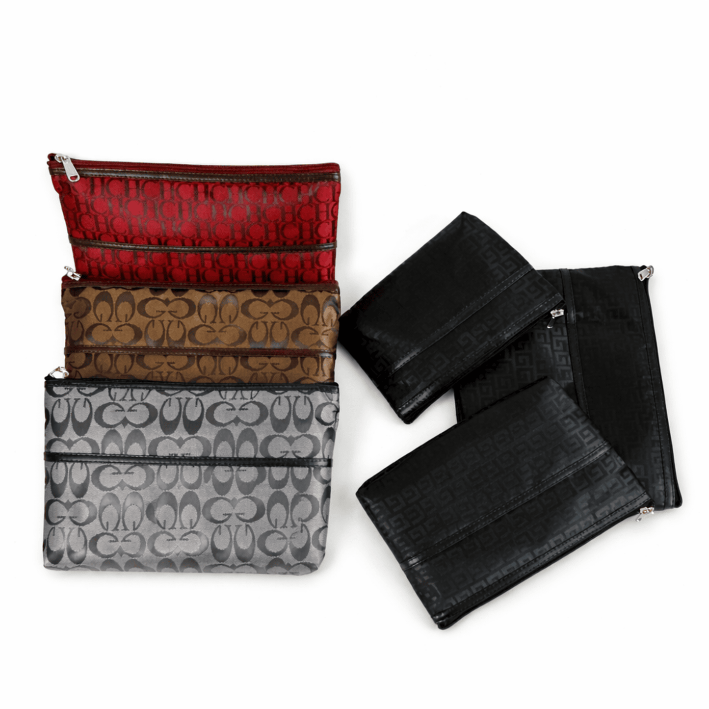 Red Premium 3-Piece Multipurpose Pouch Set | High Quality Thick Fabric Zip Pouches for Travel, Makeup & Accessories